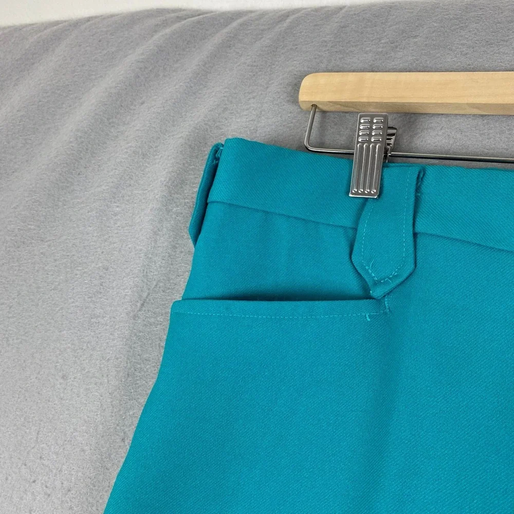 Vtg 70's MESQUITE NIVER Western Pants Mens 31x30 Teal Pearl Snap Flare Cowboy